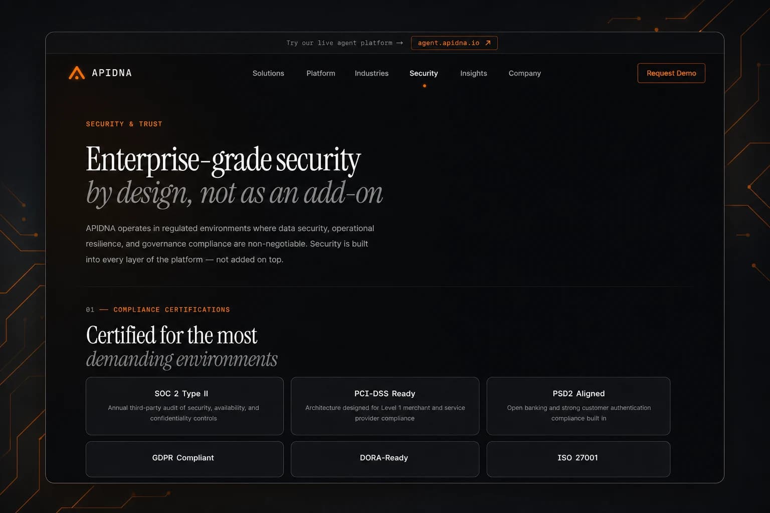 API DNA security and governance page