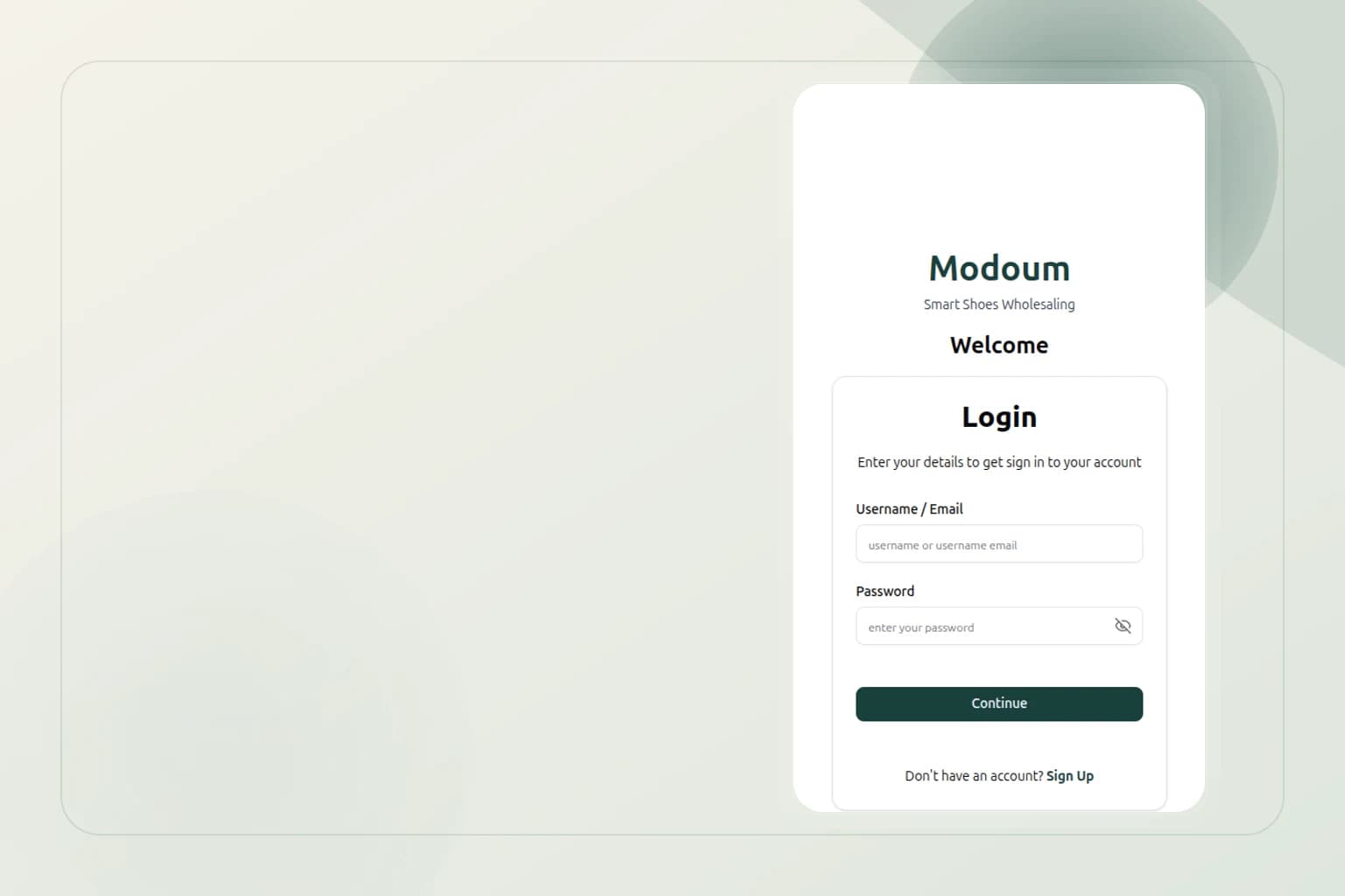 Modoum mobile sign-in