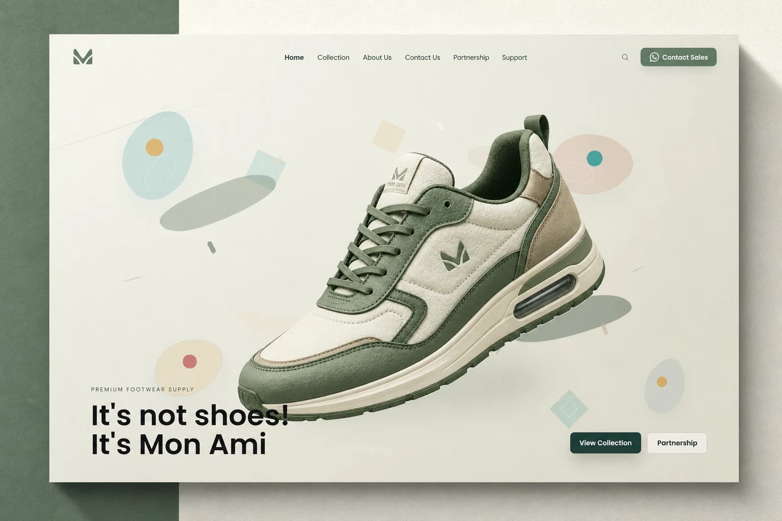 Monami Shoes B2B website homepage