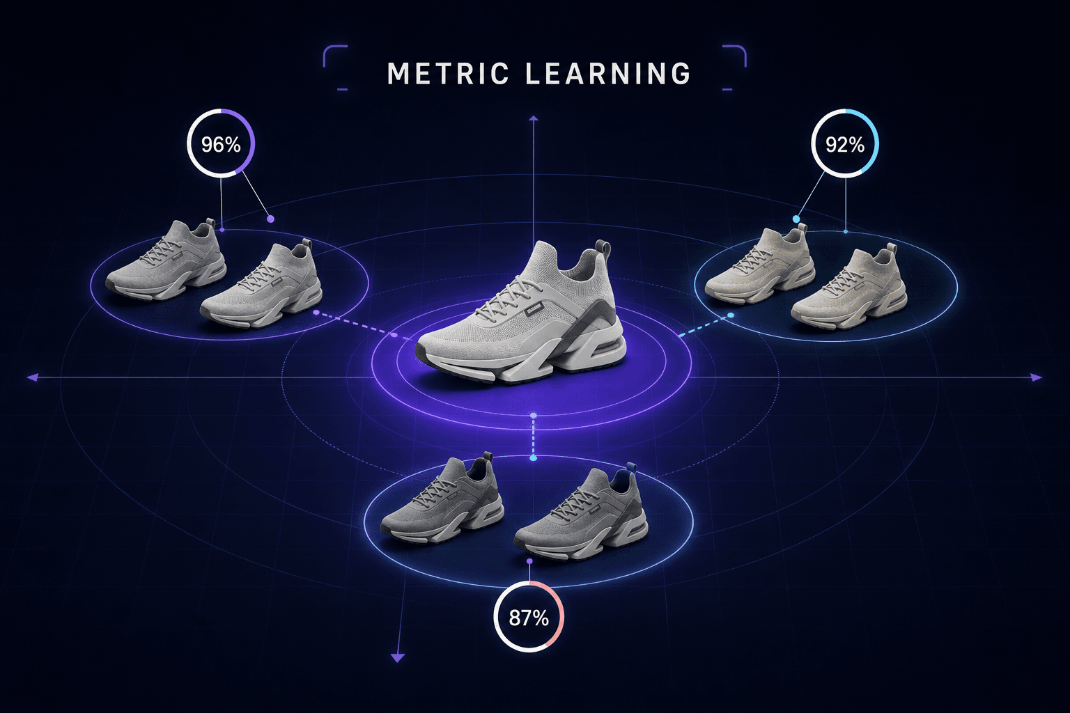 Footwear metric learning embedding with clustered similar shoes